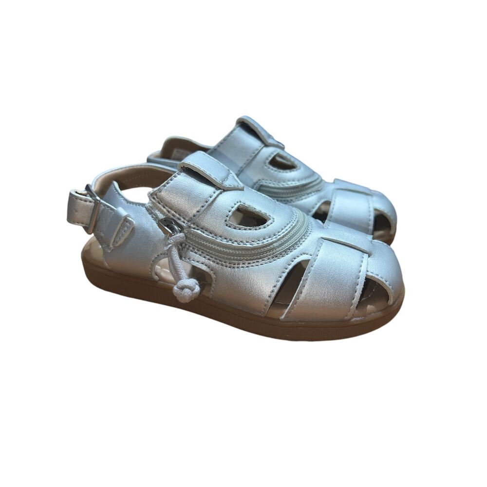 Kids Metallic Silver Closed-Toe Sandals for Toddlers